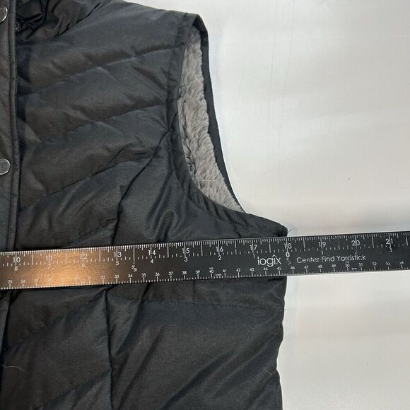 Eddie Bauer Goose Down Parka Vest Women’s Small Black Fur Lined Black Ladies - Picture 3 of 10